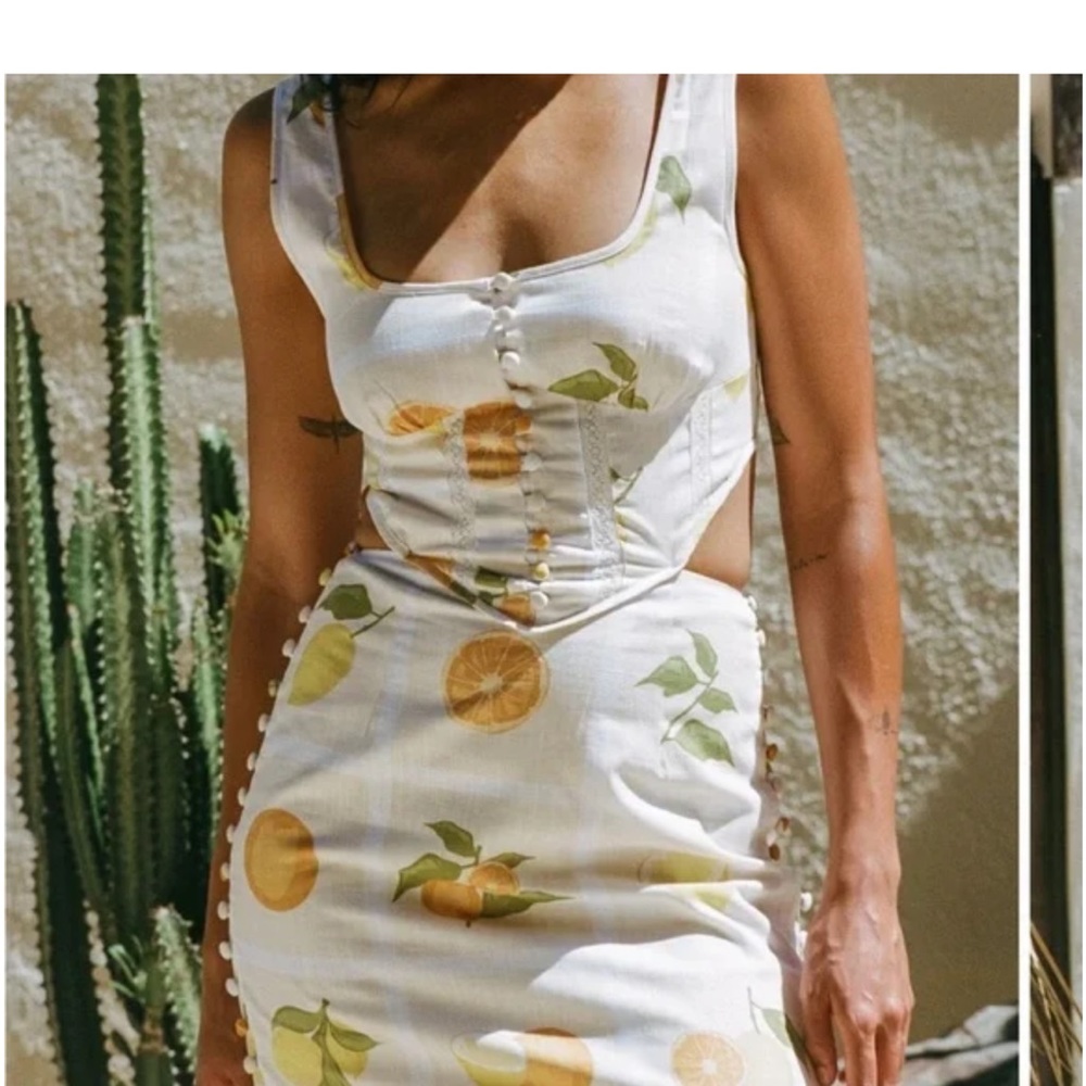 White Dress with Citrus Print